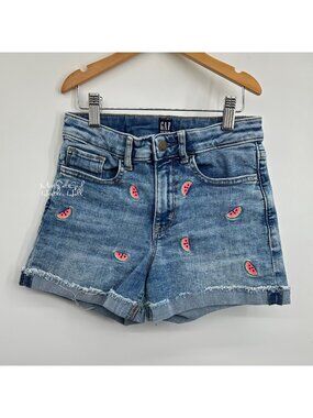Gap Denim Watermelon Embroidered Stretch Shorts Size 10